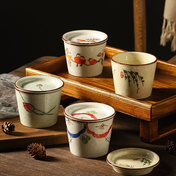 Ceașcă mică de ceai din ceramică cu capac și farfuriu, ceai Kung Fu, stil chinezesc, lux ușor retro