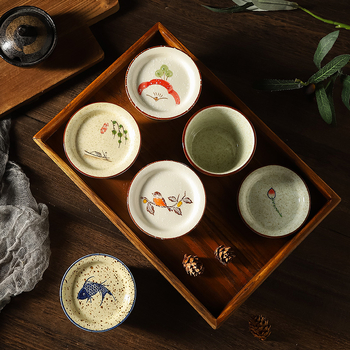 Ceașcă mică de ceai din ceramică cu capac și farfuriu, ceai Kung Fu, stil chinezesc, lux ușor retro