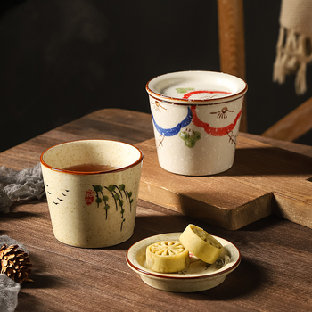 Ceașcă mică de ceai din ceramică cu capac și farfuriu, ceai Kung Fu, stil chinezesc, lux ușor retro