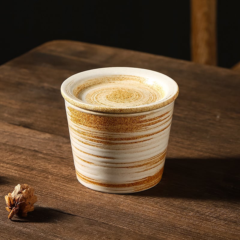 Ceașcă mică de ceai din ceramică cu capac și farfuriu, ceai Kung Fu, stil chinezesc, lux ușor retro