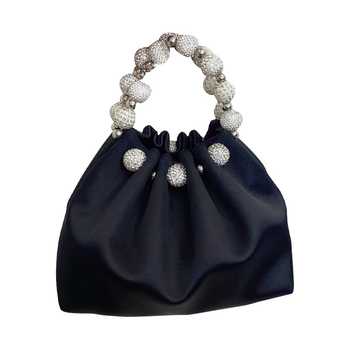 Elegatna ženska torbica za rame od baršuna s perlicama, novi kineski stil, plisirana torba tipa kanta s kaišem za crossbody