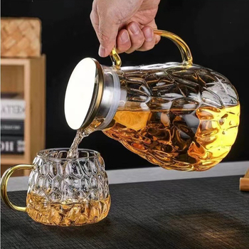 Ceainic rece din sticlă borosilicată, în stil nordic, pentru apă rece și ceai floral, capacitate mare