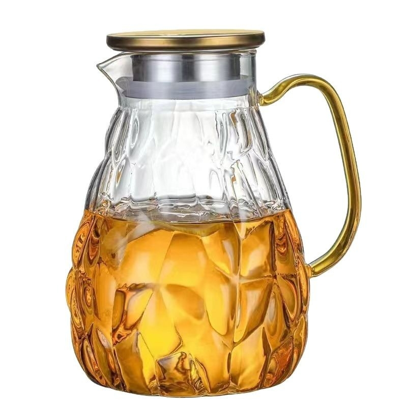 Ceainic rece din sticlă borosilicată, în stil nordic, pentru apă rece și ceai floral, capacitate mare