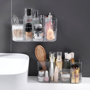 Raft de baie montat pe perete, fără găuri, organizator minimalist de cosmetice