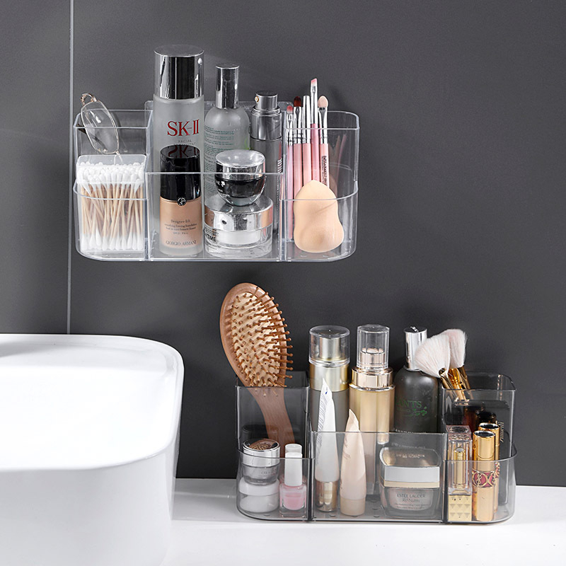 Raft de baie montat pe perete, fără găuri, organizator minimalist de cosmetice