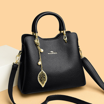 Ženska torba 2025, prirodna koža, velika kapaciteta, tri pretinca, crossbody torba