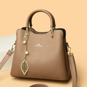 Ženska torba 2025, prirodna koža, velika kapaciteta, tri pretinca, crossbody torba