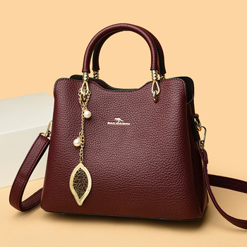 Ženska torba 2025, prirodna koža, velika kapaciteta, tri pretinca, crossbody torba