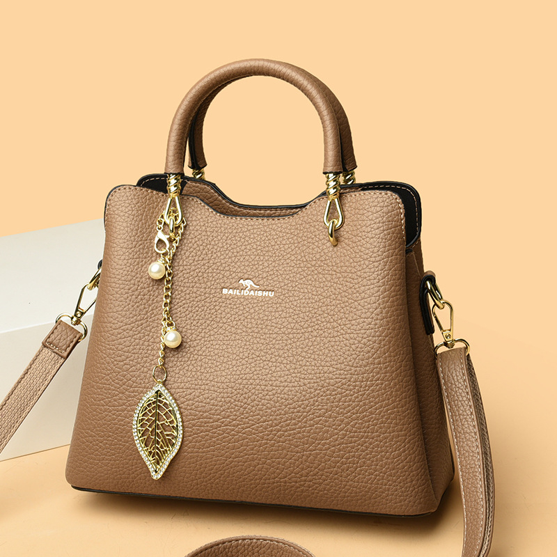 Ženska torba 2025, prirodna koža, velika kapaciteta, tri pretinca, crossbody torba
