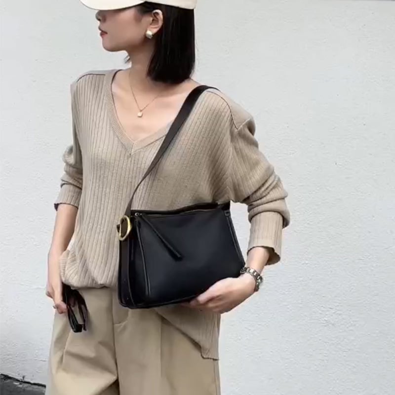 Ženska torbica ispod pazuha od prave kože, 2025 novi stil jastučića, za svakodnevno nošenje, preko ramena ili crossbody, vrhunska koža