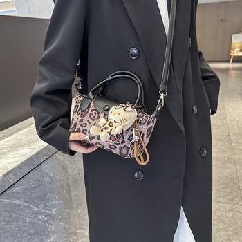 2025 nova lagana luksuzna torbica od velura s drakom ugradom i leopard uzorkom, nošenje u ruci/na ramenu/crossbody, kontrast boja