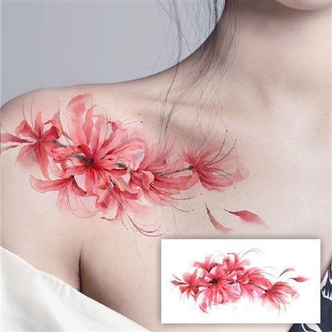 Προσωρινά τατουάζ με Spider Lily και Hell Girl, στυλ Instagram, αδιάβροχο αυτοκόλλητο για το στήθος, μακράς διάρκειας σχέδιο για γυναίκες