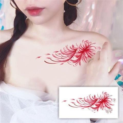 Προσωρινά τατουάζ με Spider Lily και Hell Girl, στυλ Instagram, αδιάβροχο αυτοκόλλητο για το στήθος, μακράς διάρκειας σχέδιο για γυναίκες
