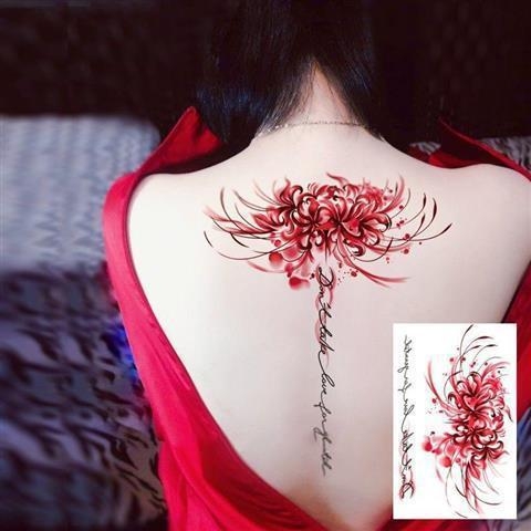 Προσωρινά τατουάζ με Spider Lily και Hell Girl, στυλ Instagram, αδιάβροχο αυτοκόλλητο για το στήθος, μακράς διάρκειας σχέδιο για γυναίκες