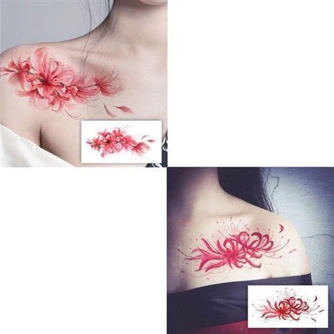 Προσωρινά τατουάζ με Spider Lily και Hell Girl, στυλ Instagram, αδιάβροχο αυτοκόλλητο για το στήθος, μακράς διάρκειας σχέδιο για γυναίκες