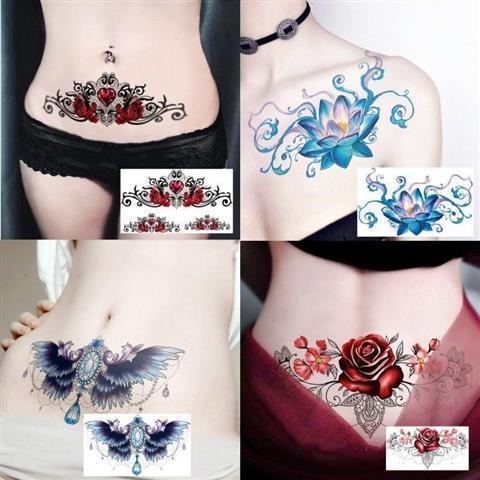 Προσωρινά τατουάζ με Spider Lily και Hell Girl, στυλ Instagram, αδιάβροχο αυτοκόλλητο για το στήθος, μακράς διάρκειας σχέδιο για γυναίκες