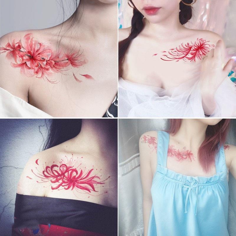 Προσωρινά τατουάζ με Spider Lily και Hell Girl, στυλ Instagram, αδιάβροχο αυτοκόλλητο για το στήθος, μακράς διάρκειας σχέδιο για γυναίκες