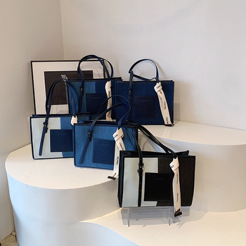 Ženska patchwork džins torba za ramena – svestrana tote torba s elegantnim izgledom