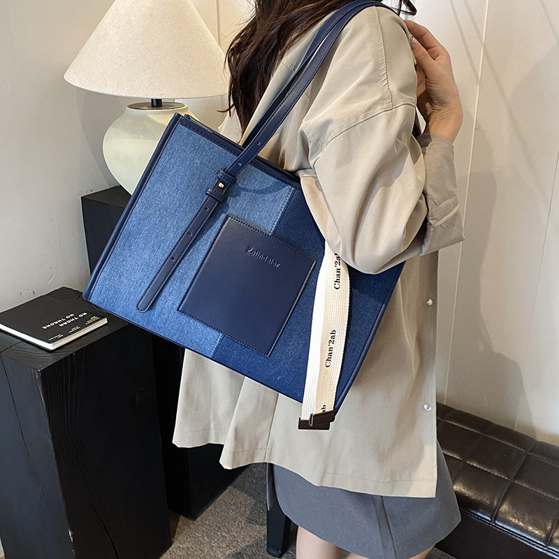Ženska patchwork džins torba za ramena – svestrana tote torba s elegantnim izgledom