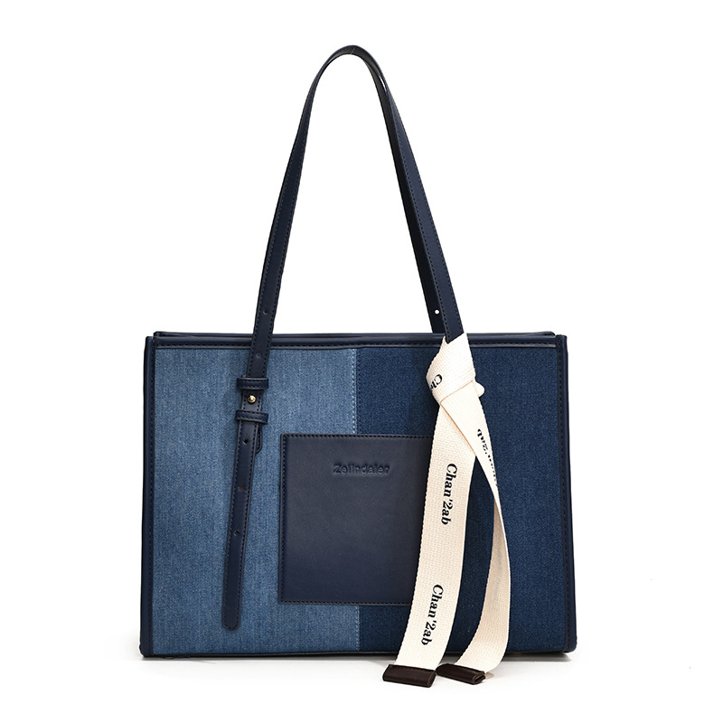 Ženska patchwork džins torba za ramena – svestrana tote torba s elegantnim izgledom