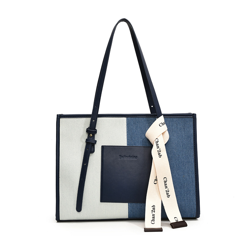 Ženska patchwork džins torba za ramena – svestrana tote torba s elegantnim izgledom