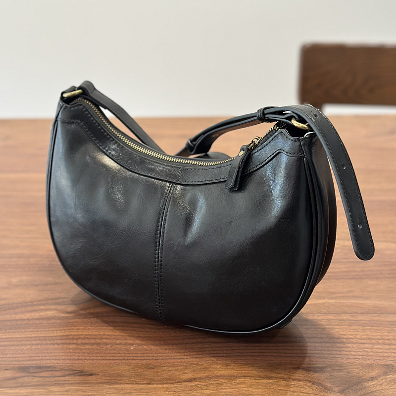 Visokokvalitetna kožna torbica za pazuhom, jednostavan retro stil, ženska torba od prave kože za svakodnevnu upotrebu, velik kapacitet