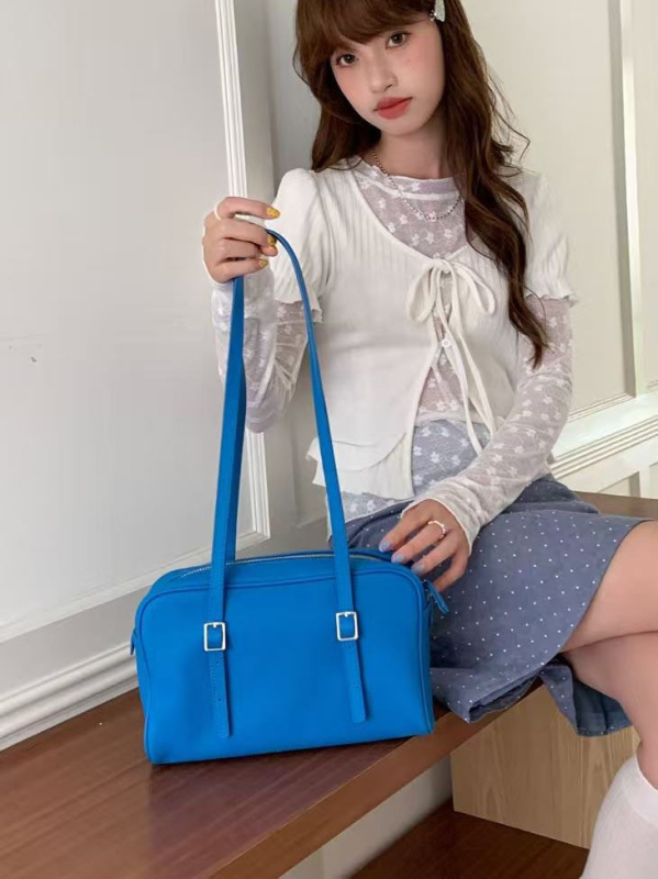 Boston torba od prve slojev teleće kože, needlepoint uzorak, casual stil, velika zapremina, za svakodnevnu upotrebu preko ramena