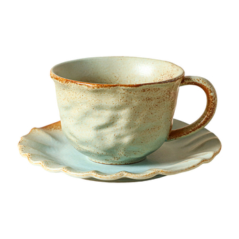 Set de cești de cafea din ceramică, coapte în cuptor, cu textură retro realizată manual – cești de cafea pentru cuplu