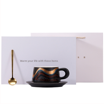 Set ceramic de cești de cafea cu farfurioară, ceașcă latte premium, cadou elegant pentru colegi