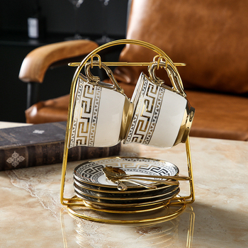 Set de cești pentru cafea și farfurioară, ceramică, 220 ml, stil european, uz casnic elegant, inspirație Instagram