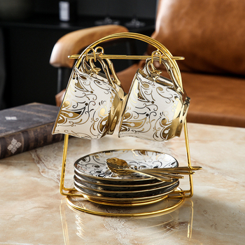 Set de cești pentru cafea și farfurioară, ceramică, 220 ml, stil european, uz casnic elegant, inspirație Instagram