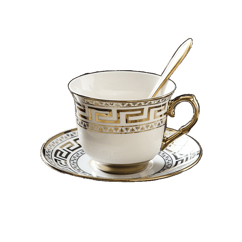 Set de cești pentru cafea și farfurioară, ceramică, 220 ml, stil european, uz casnic elegant, inspirație Instagram