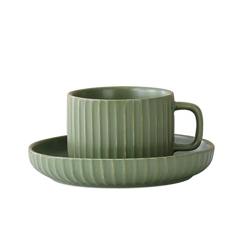 Ceașcă de cafea ceramică cu farfurioară, în stil european, culoare macaron, set cu linguriță
