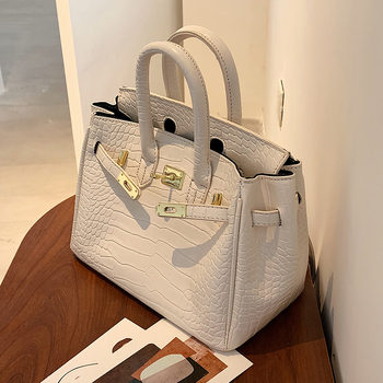 Ženska torba s uzorkom krokodila, novi model 2025, Kelly stil, crossbody, velika veličina, platina hardver