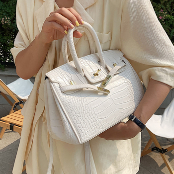 Ženska torba s uzorkom krokodila, novi model 2025, Kelly stil, crossbody, velika veličina, platina hardver