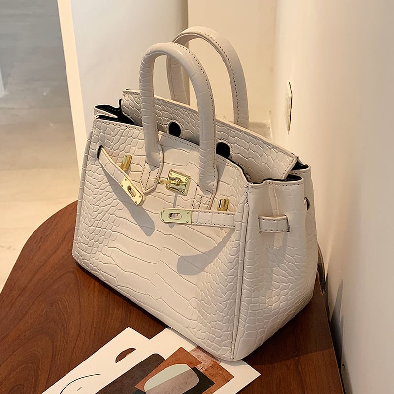 Ženska torba s uzorkom krokodila, novi model 2025, Kelly stil, crossbody, velika veličina, platina hardver
