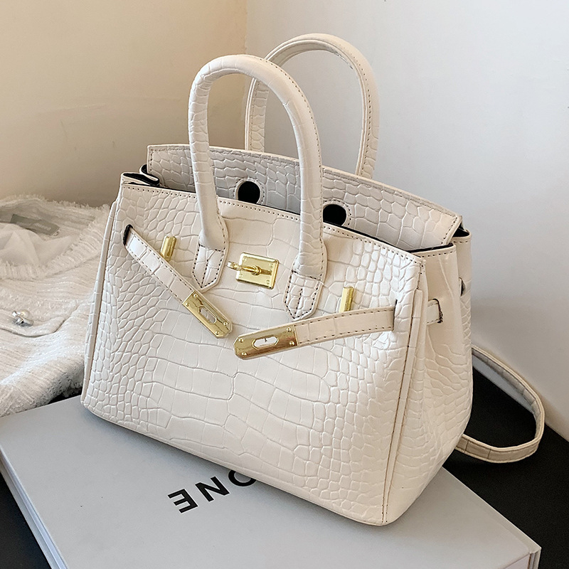 Ženska torba s uzorkom krokodila, novi model 2025, Kelly stil, crossbody, velika veličina, platina hardver