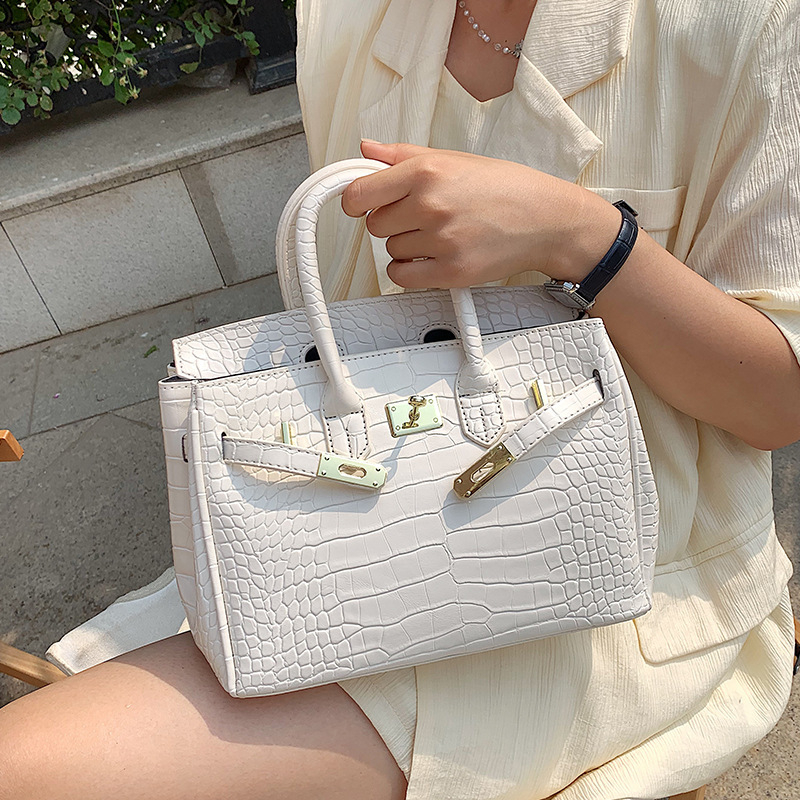 Ženska torba s uzorkom krokodila, novi model 2025, Kelly stil, crossbody, velika veličina, platina hardver