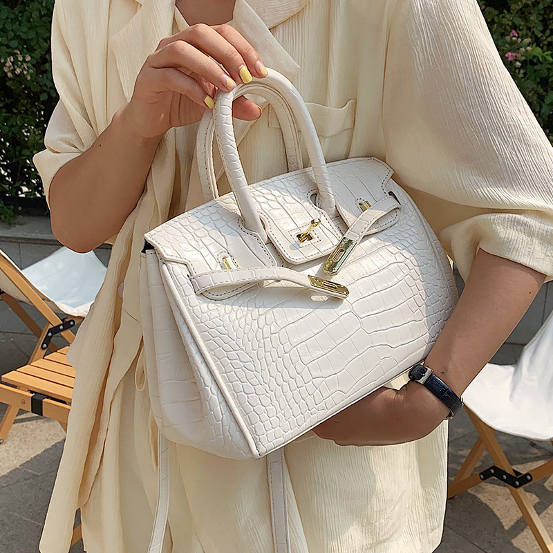 Ženska torba s uzorkom krokodila, novi model 2025, Kelly stil, crossbody, velika veličina, platina hardver