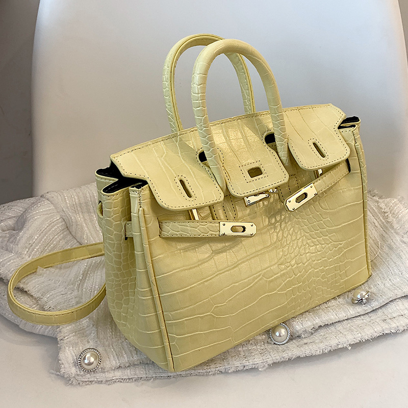 Ženska torba s uzorkom krokodila, novi model 2025, Kelly stil, crossbody, velika veličina, platina hardver