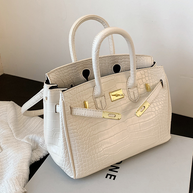 Ženska torba s uzorkom krokodila, novi model 2025, Kelly stil, crossbody, velika veličina, platina hardver