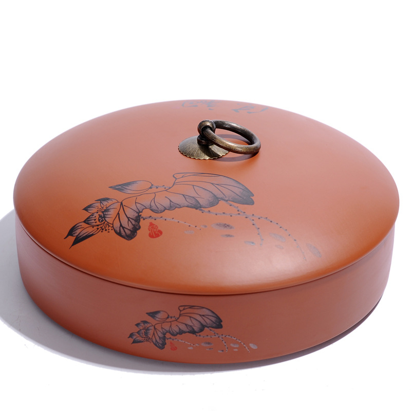 Recipient de ceai din ceramică cu nisip violet pentru prăjitură de ceai Pu'er, stivuibil, 357 g, stil retro luxos