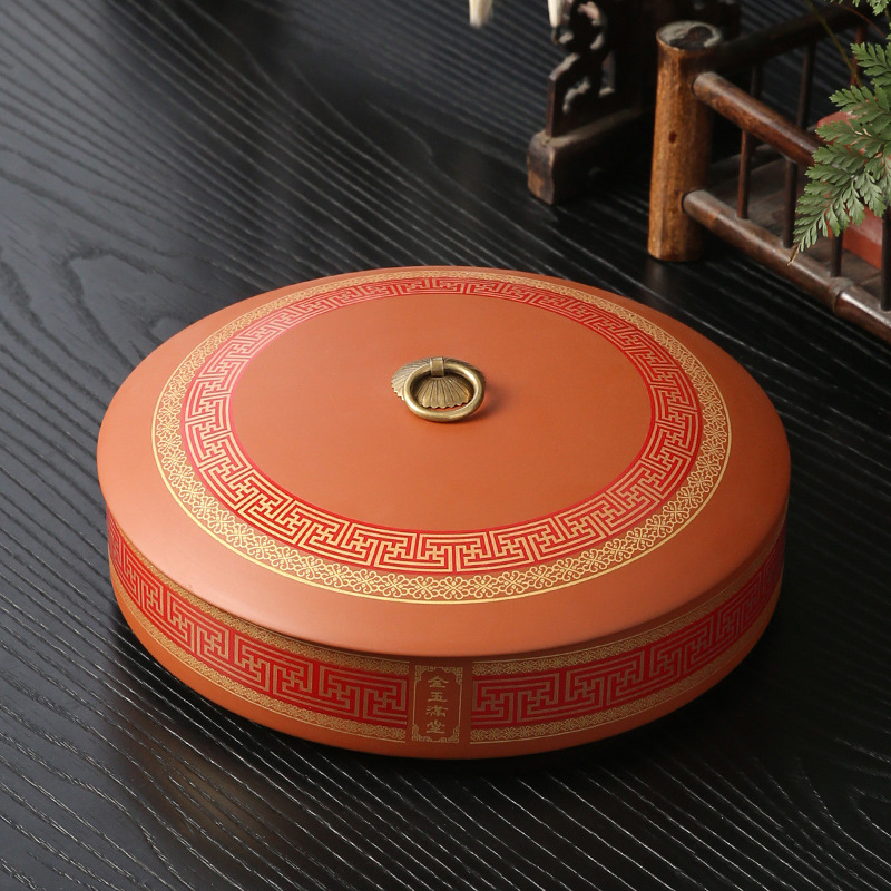 Recipient de ceai din ceramică cu nisip violet pentru prăjitură de ceai Pu'er, stivuibil, 357 g, stil retro luxos