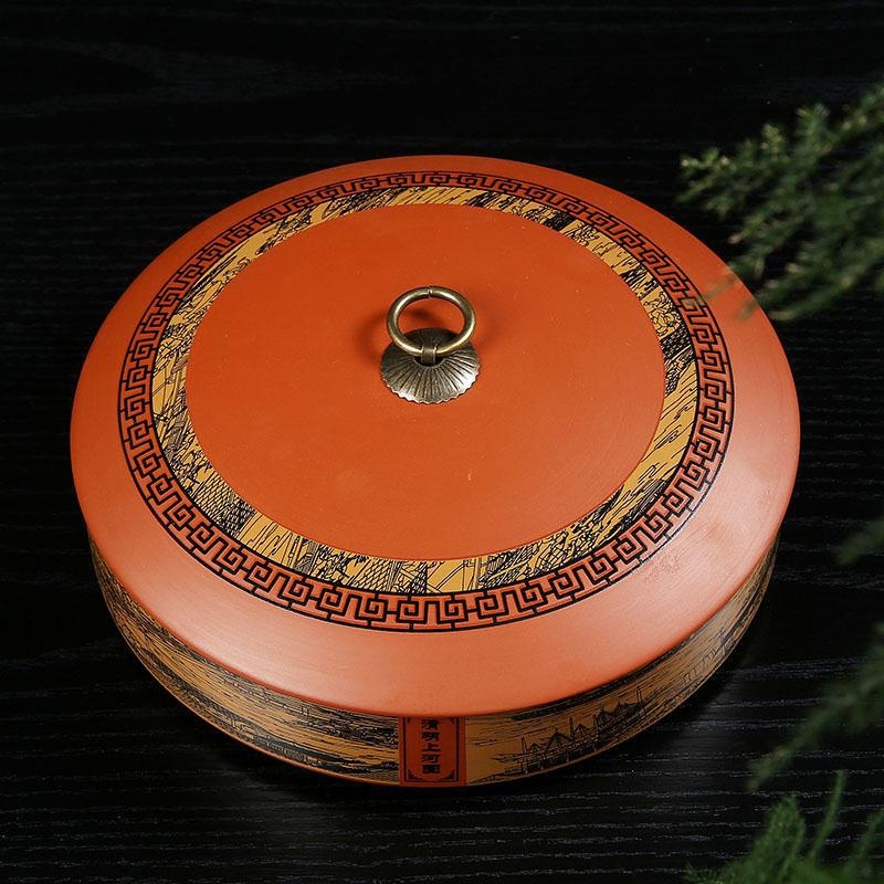 Recipient de ceai din ceramică cu nisip violet pentru prăjitură de ceai Pu'er, stivuibil, 357 g, stil retro luxos