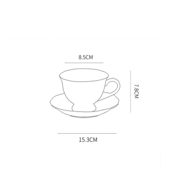 Porțelan cu os, fin și translucid, elegant și proaspăt, cu design relief, ceașcă de cafea cu farfurioară, potrivită pentru ceaiul de după-amiază și restaurante elegante