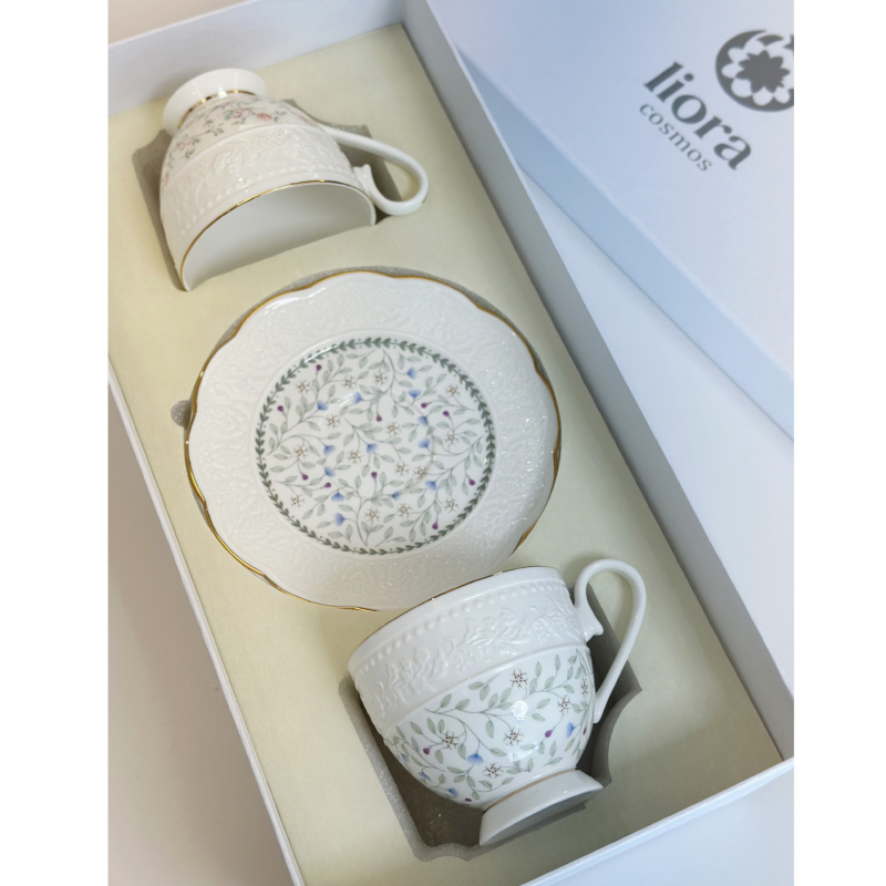 Porțelan cu os, fin și translucid, elegant și proaspăt, cu design relief, ceașcă de cafea cu farfurioară, potrivită pentru ceaiul de după-amiază și restaurante elegante