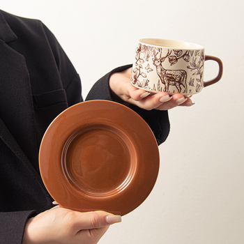 Set premium de cești ceramică pentru cafea – cești latte britanice vintage, design elegant pentru acasă și restaurant