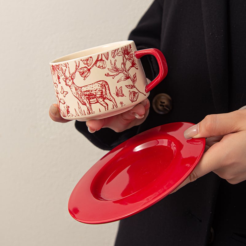 Set premium de cești ceramică pentru cafea – cești latte britanice vintage, design elegant pentru acasă și restaurant
