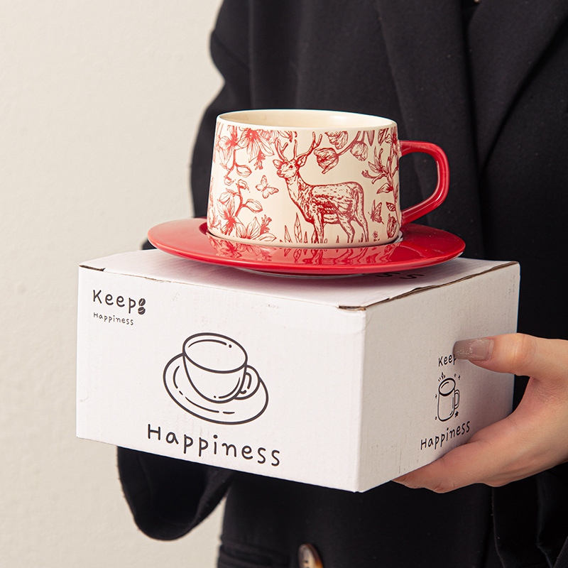 Set premium de cești ceramică pentru cafea – cești latte britanice vintage, design elegant pentru acasă și restaurant