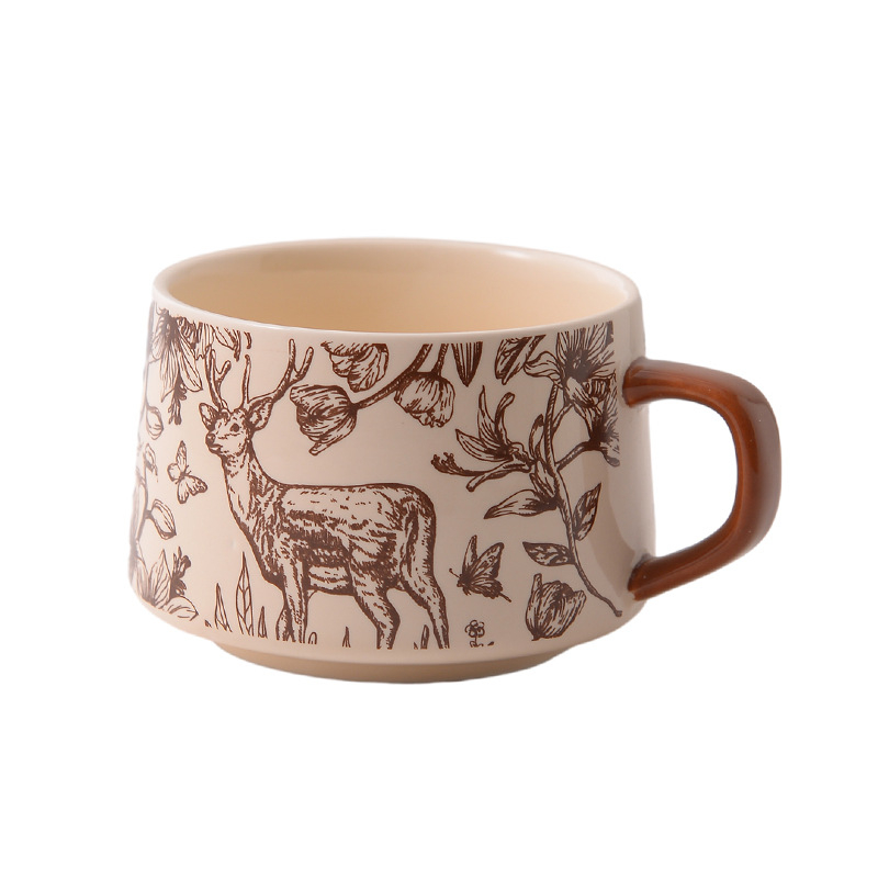 Set premium de cești ceramică pentru cafea – cești latte britanice vintage, design elegant pentru acasă și restaurant